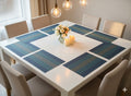 YELONA Placemats Set of 8, Heat-Resistant Woven Vinyl Table Mats, Non-Slip & Washable Dining Tablemats for Kitchen & Dinner Decor, Blue (45cm x 30cm) Kafalo
