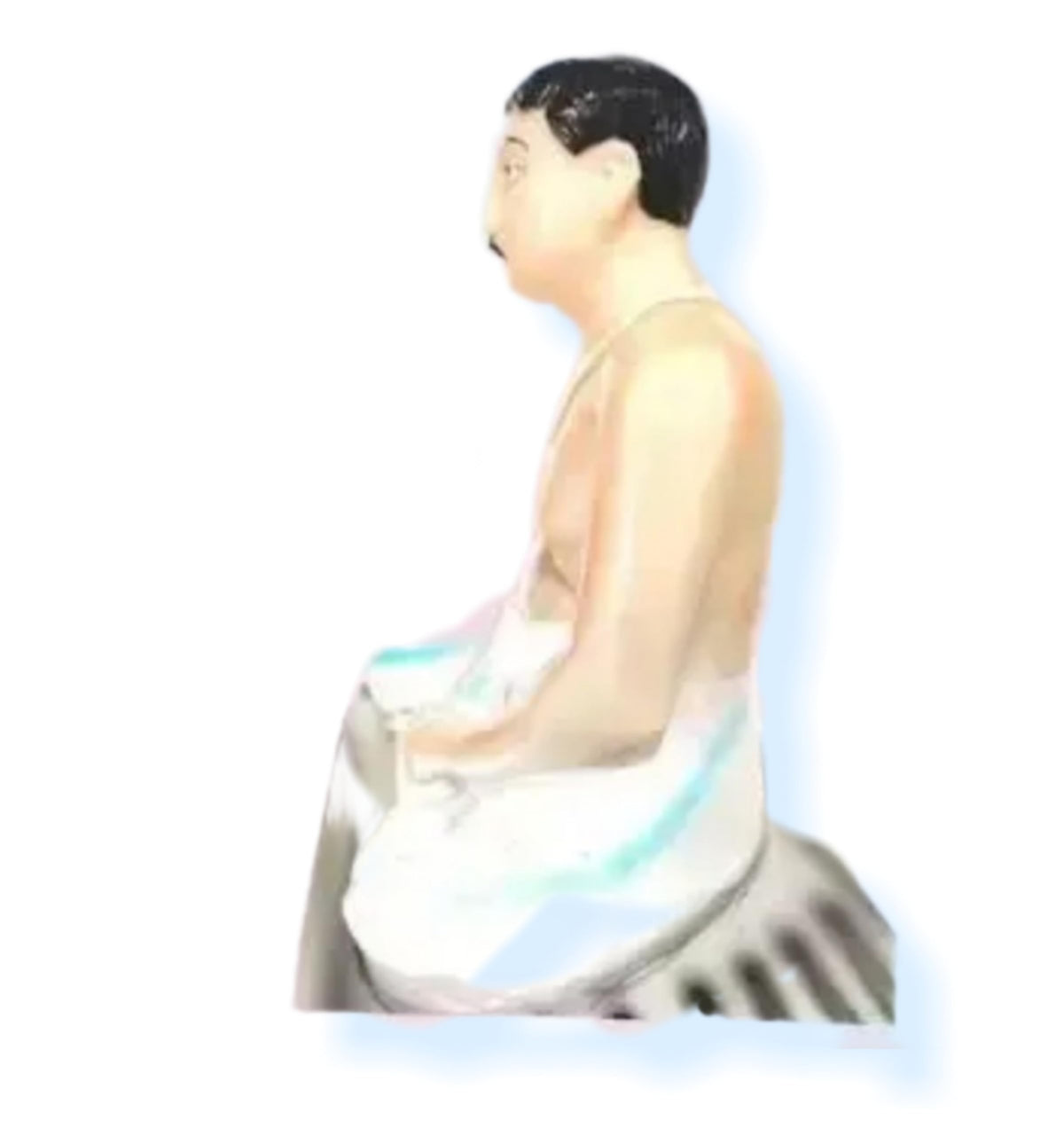 Model Gift House.. Anukul Maharaj.Traditional Meditation Statue, Handcrafted Ceramic Figurine, White and Natural Finish, Spiral Base Design 15-Cm.