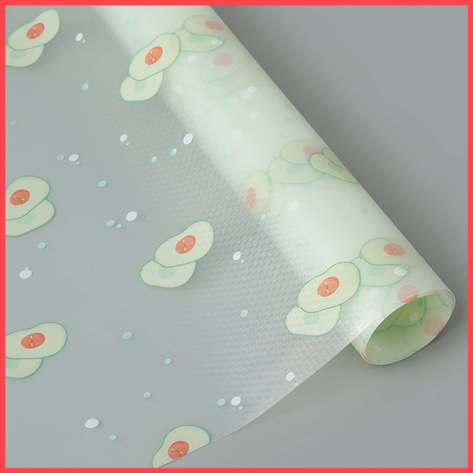 Wolpin Anti Slip Kitchen Shelf Mat 45 cm x 2 m | EVA Drawer Cabinet Liner Waterproof Fridge Bathroom Table Mat Textured Multipurpose Roll Avocado Print Kafalo