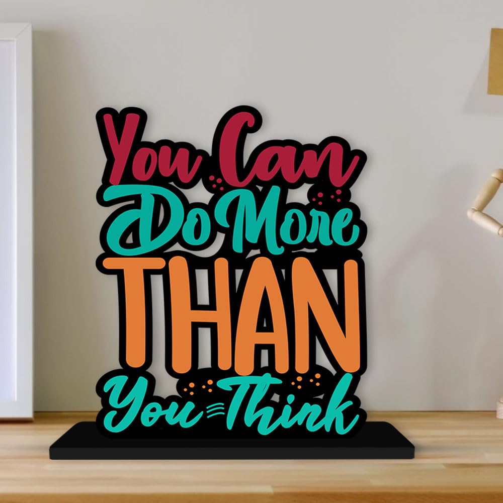 Artvibes Wooden Idols and Figurine You Can Do More Than You Think Quotes Table Decor for Office Desk Showpiece | Home Decoration Item | Living Room | Modern Gifting Items (SP_1118N)
