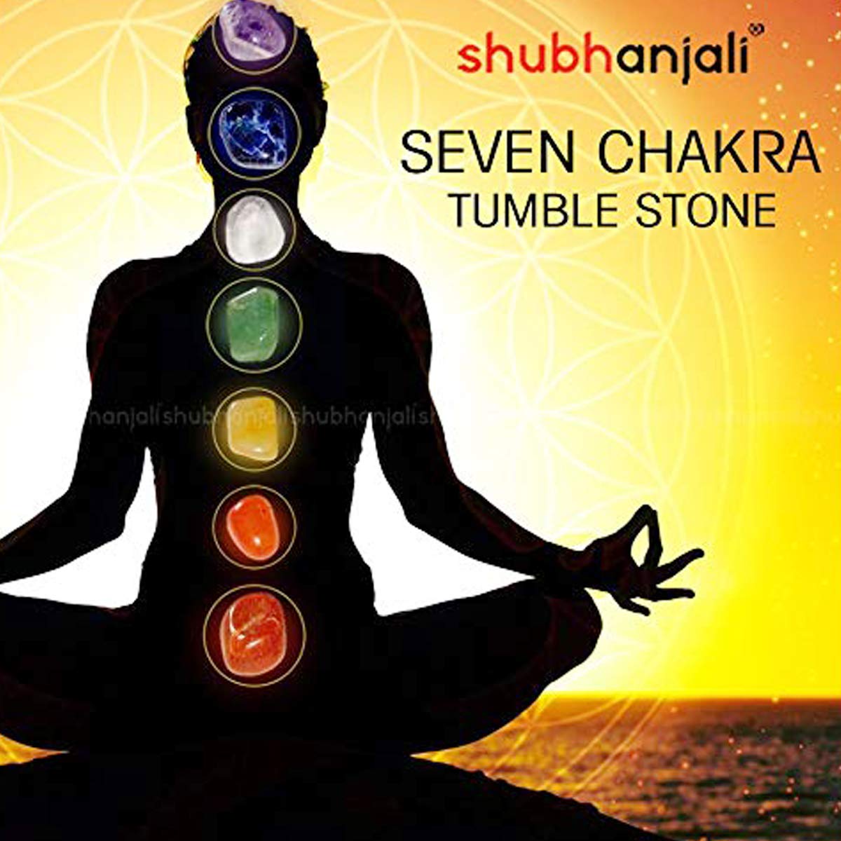 Seven Chakra Tumble Crystal Hanging | Healing Crystals for Chakra Balancing & Clarity | Vastu Decorative Items for Home Decor Living Room | Wall Hanging for Main Door Entrance & Balcony