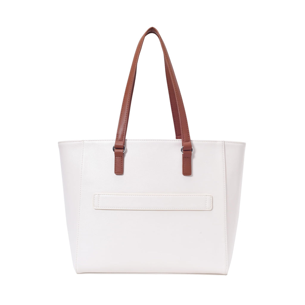 Lino Perros Womens Color-Blocked Commuter Tote Bag,White