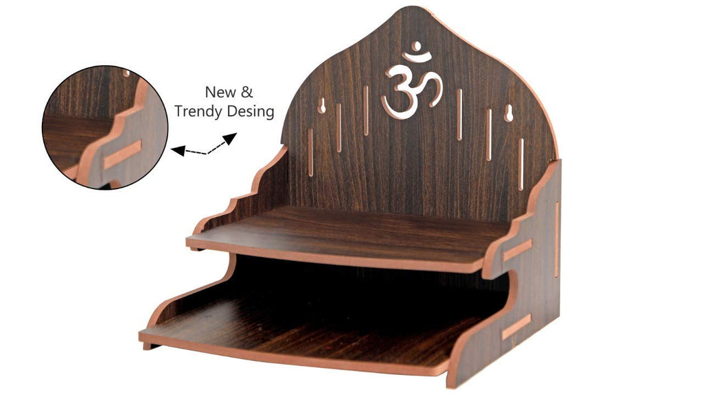 VJ Sons Wooden Wall Mounted Hanging Puja Temple Wood God Stand for Pooja Room | Mandir Devghar Stand Temple | Home Temple | Puja Mandir (Black)