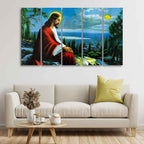 VIBECRAFTS Premium Wall Painting of Jesus Christ in Jerusalem in Five Pieces For Home|Office|Living Room|Gift (PTVC5Pcs4_8722)