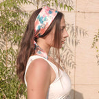 Hair Drama Co. Abstarct Floral Print Bandana Head Scarf for Women | Silk Satin Head Wrap Bandana Scarves | Boho Style Statement Headband Stylish Design | All Day Wear Scarves | Hair Scarf Accessories