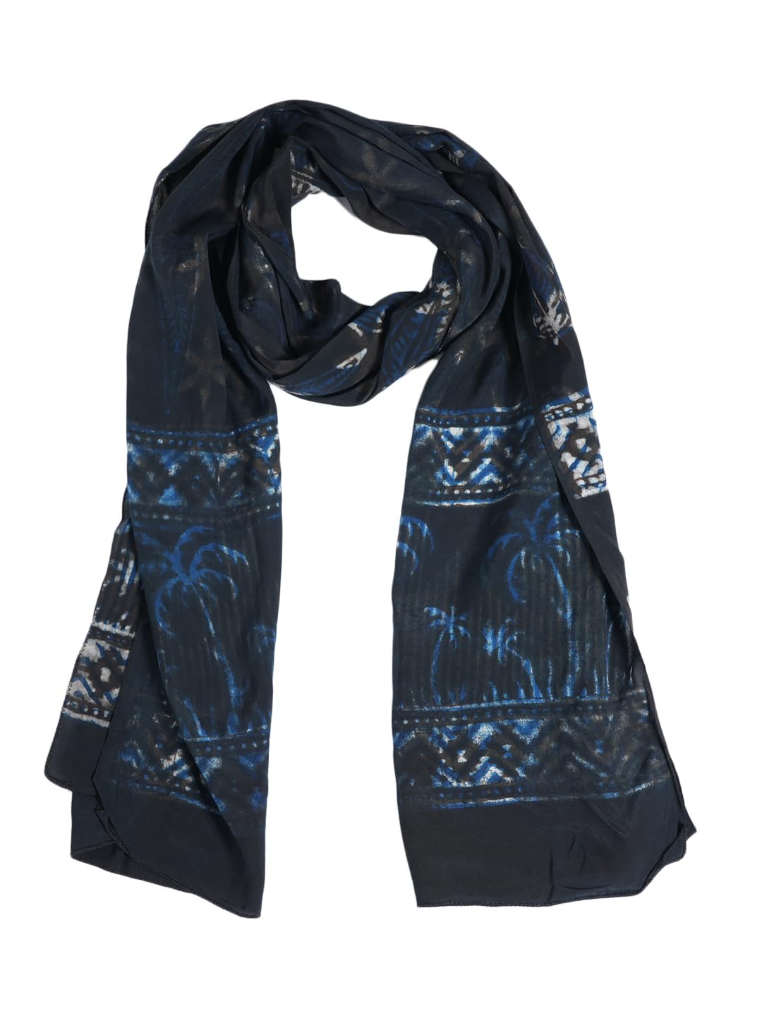 Gutthi Women's Black Cotton Stoles | Scarf Lightweight & Comfortable for All Seasons, Size (100X180 CM)