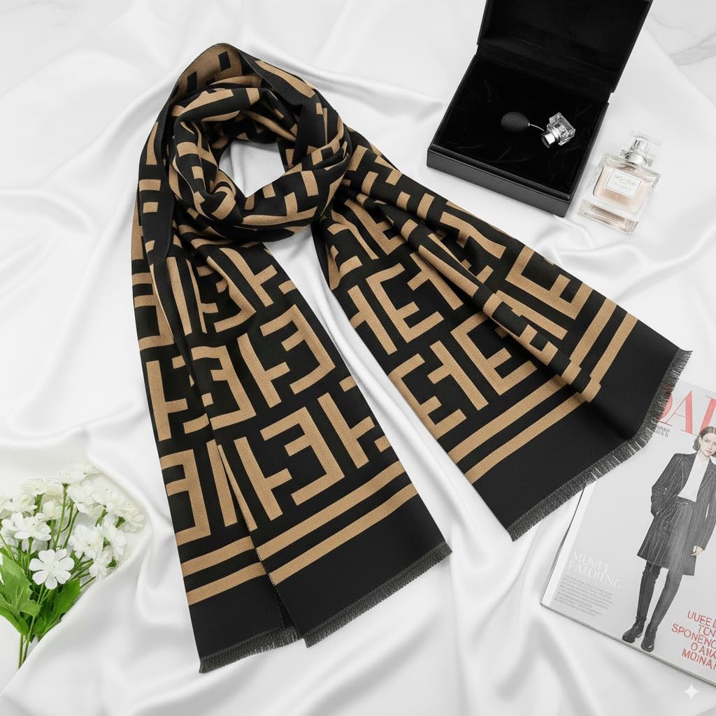 Zibuyu Scarf for Women Stylish Shawl Winter, Reversible Coverage, 65x185cm