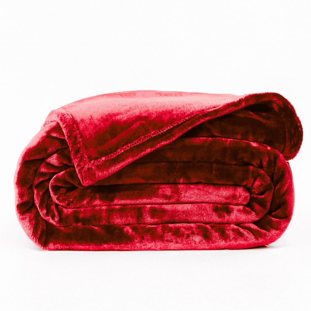 ABRAZO Premium Microfiber AC Blanket 300 GSM | Ultra Soft Lightweight Dohar Comforter | Breathable & Durable | Ideal for AC Room, Sofa, Travel | (Red, Double Bed (220×240)) Kafalo