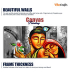 VIBECRAFTS Canvas Paintings for Living Room Drawing Room Radha Krishna Canvas Wall Painting Fitted With Wooden Frame For Home | Office | Living Room | Gifts (PTVCH_2520N)