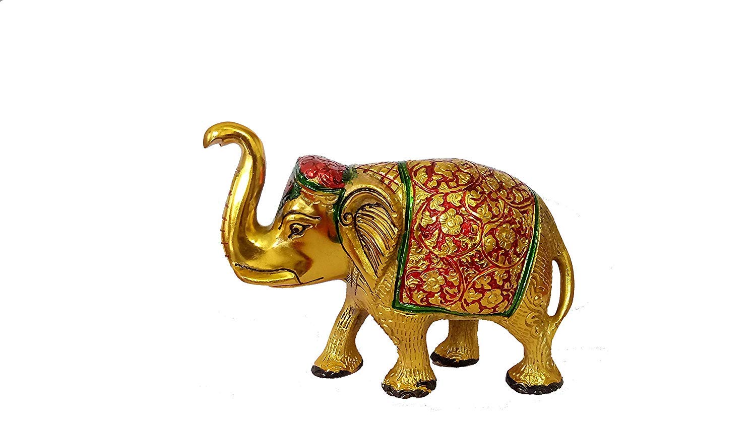 Prince Home Decor & Gifts Multi Coloured Metal Elephant Pair for Showpiece- Enhance Your Home As Well As Office Décor- Beautifully Hand Crafted & Hand Carved Item (Standard)