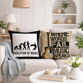 STITCHNEST Set of 2 Funky Beats & Buddies Collection Printed Jute Cushion Covers 16x16 Inches | Decorative Throw Pillow Covers for Sofa, Living Room, Bedroom | Perfect for Home Decor