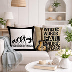 STITCHNEST Set of 2 Funky Beats & Buddies Collection Printed Jute Cushion Covers 24x24 Inches | Decorative Throw Pillow Covers for Sofa, Living Room, Bedroom | Perfect for Home Decor