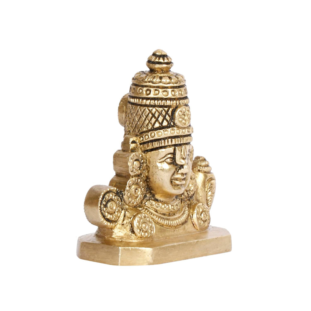 ARTVARKO™ Brass Lord Tirupati Balaji Sri Venkateswara Balaji Face with Shankh Chakra Namah Idol Showpiece Home Décor(Small 7x4x7 cm)