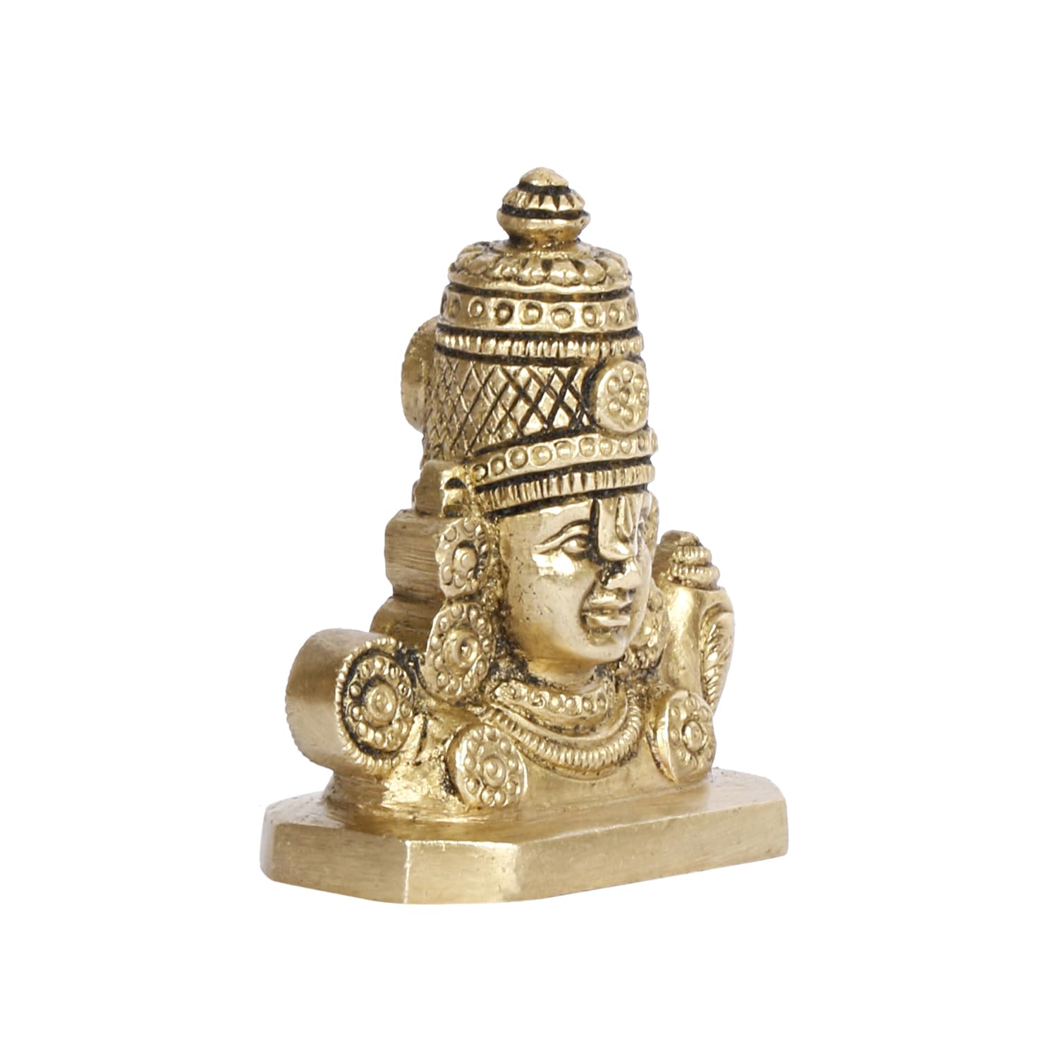 ARTVARKO™ Brass Lord Tirupati Balaji Sri Venkateswara Balaji Face with Shankh Chakra Namah Idol Showpiece Home Décor(Small 7x4x7 cm)