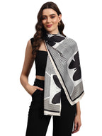 Ravaiyaa - Attitude is everything Women Lightweight Printed 100% Satin Silk Scarf Stoles Breathable Neckerchief Head Beach Wrap Scarves (Black White Butterfly, 70 x 20 Inch)