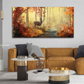 VIBECRAFTS Canvas Paintings for Living Room Drawing Room Beautiful Scenery Deer In Forest Premium Canvas Big Wall Painting Fitted With Wooden Frame for Home | Office | Gift (PTVCH_2337N)