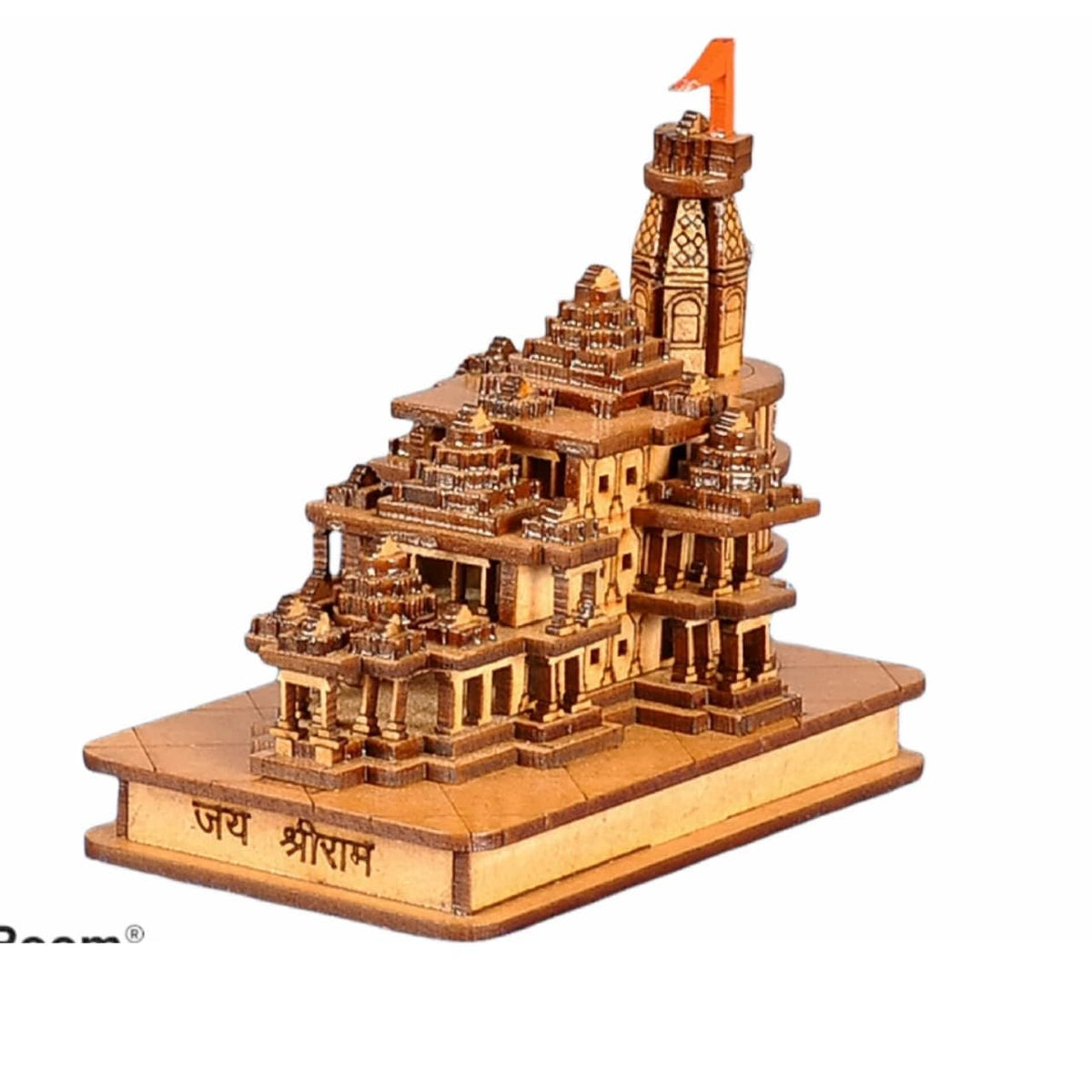 Ram Mandir Ayodhya Model 3D (led light) Replica Handcrafted Wooden Traditional - Intricate MDF Craftsmanship, Authentic Design with multicolour led light, size (6x4) inch/(15/8/13 CM.) (Modern)