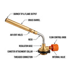 Zoracook Butane/LPG Single Nozzle Gas Torch with Brass Nozzle Multipurpose Manual Ignition for Cooking Copper Pipe Welding Jewellery Making Soldering Camping DIY