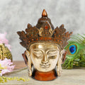 ARTVARKO Brass Crown Buddha Head Tibetan Buddhist Deity Face for Home Décor Showpiece 7.5 Inches Height