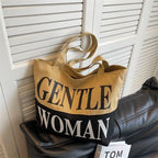 THE SACK CO. Large Canvas Tote Bag for Women, Tote Handbags for Women with Zipper College, Shopping, Office College Office (gntl women blk & brw writing)