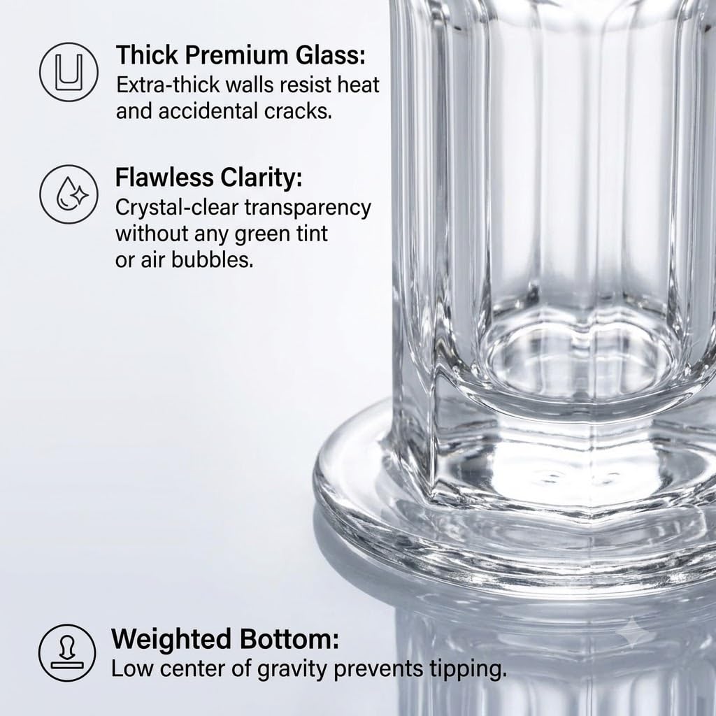 MAHANTIK Crystal Glass Taper Candle Holder 6 CM Set of 2, Clear Glass Candlestick Holders for Dining Table, Wedding Centerpiece, Home Decor, Modern Decorative Candle Stand for Taper Candles