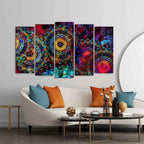 VIBECRAFTS Mandala Art Dark Eyes Canvas Wall Painting of Five Pieces For Home|Office|Living Room|Gift (PTVC5Pcs2_6614N)