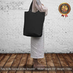 Metsi Canvas Tote Bag for Women, Plain Cotton Reusable Washable Tote Bag for Custom Painting and DIY Craft, Groceries Shopping Beach School Gym Gifts, Eco Friendly Blank Canvas Bag - Pack of 6, Black