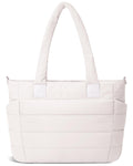 GASSDA Tote Bag for Women Puffer Work Tote Handbag Large Quilted Nurse Bag with Zipper for Travel, Beige, Large