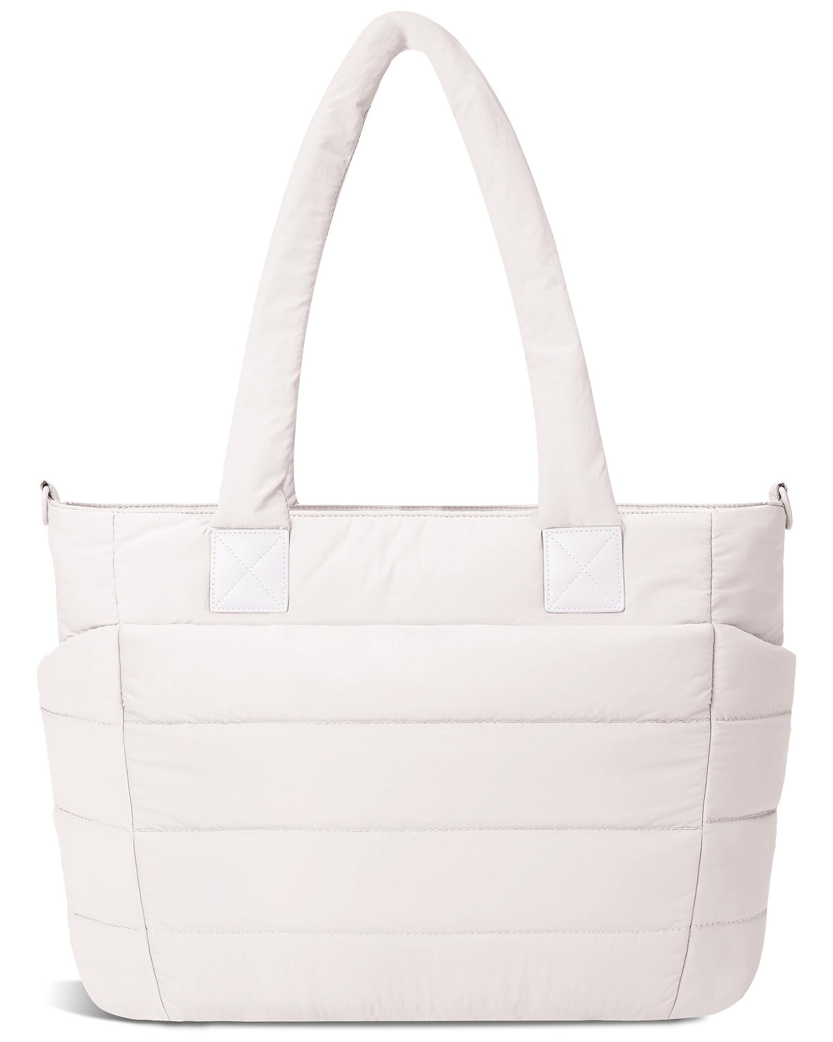 GASSDA Tote Bag for Women Puffer Work Tote Handbag Large Quilted Nurse Bag with Zipper for Travel, Beige, Large