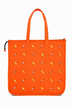 Vaishnavi Creations Solapur | Embroidered Cotton Tote Bag for Women | Spacious Handbag | Eco-Friendly Shoulder Bag for Office, Shopping & Daily Use (Mango)