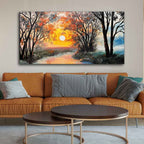 VIBECRAFTS Homcraft Beautiful Sunset Scenery Premium Canvas Wall Painting With Frame for Living Room Drawing Room Home|Office|Gift (PTVCH_2209N)