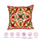 ATRANGI STUDIO Embroidered Cushion Covers - Set of 2 | Traditional Rustic Bloom Aari Embroidery | Threadwork Throw Pillow Covers with Zip Closure | Perfect for Sofa, Chair | 16x16 Inch, Multicolor
