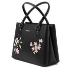Siza Women Handbag for Office Use, Tote Bag for Women, Stylish Black Shoulder Bag with Zipper, Multi Compartment Travel & Daily Use Handbag (Black)