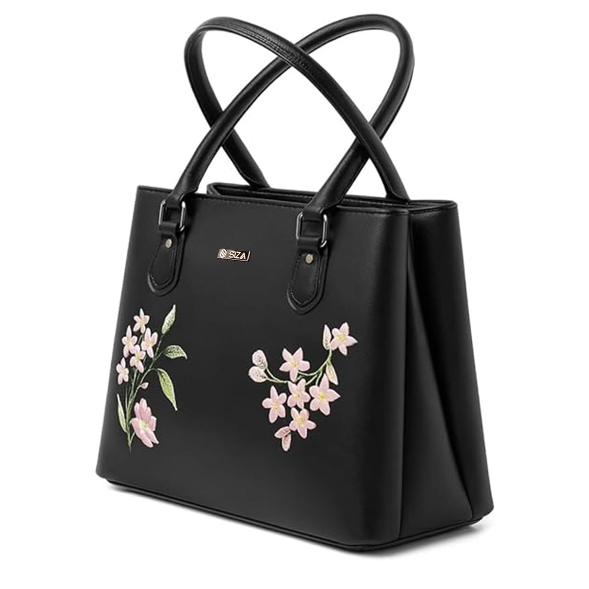 Siza Women Handbag for Office Use, Tote Bag for Women, Stylish Black Shoulder Bag with Zipper, Multi Compartment Travel & Daily Use Handbag (Black)