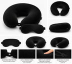 CloudBliss Memory Foam Travel Neck Pillow, Set of 2, Black & Black