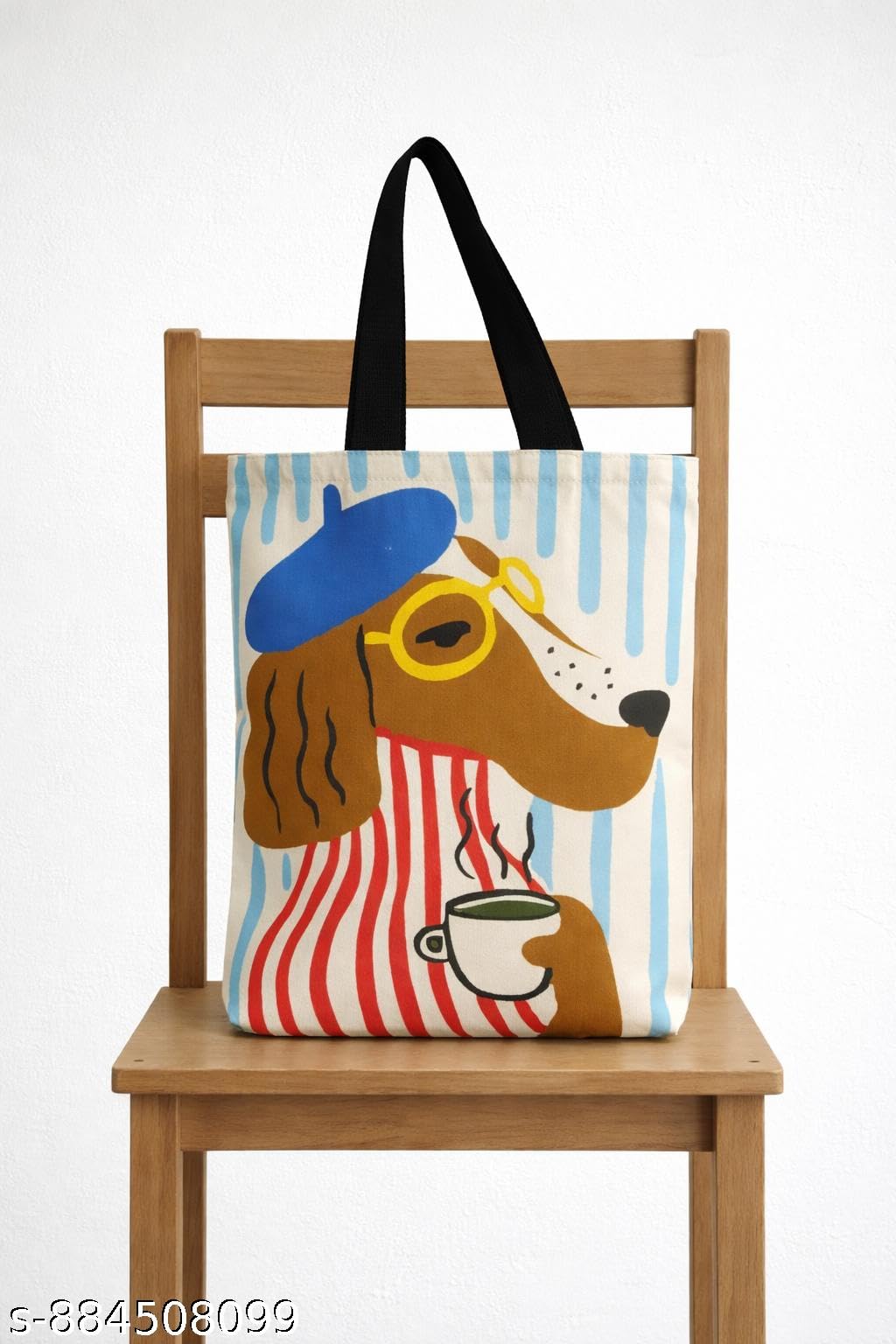 THE SACK CO. Large Canvas French Dog Print Tote Bag for Women, Tote Handbags for Women with Zipper & College, Shopping, Office