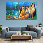 VIBECRAFTS Radha Krishna Painting Five Pieces Canvas Wall Painting For Home|Office|Living Room|Gift (PTVC5Pcs4_8709)