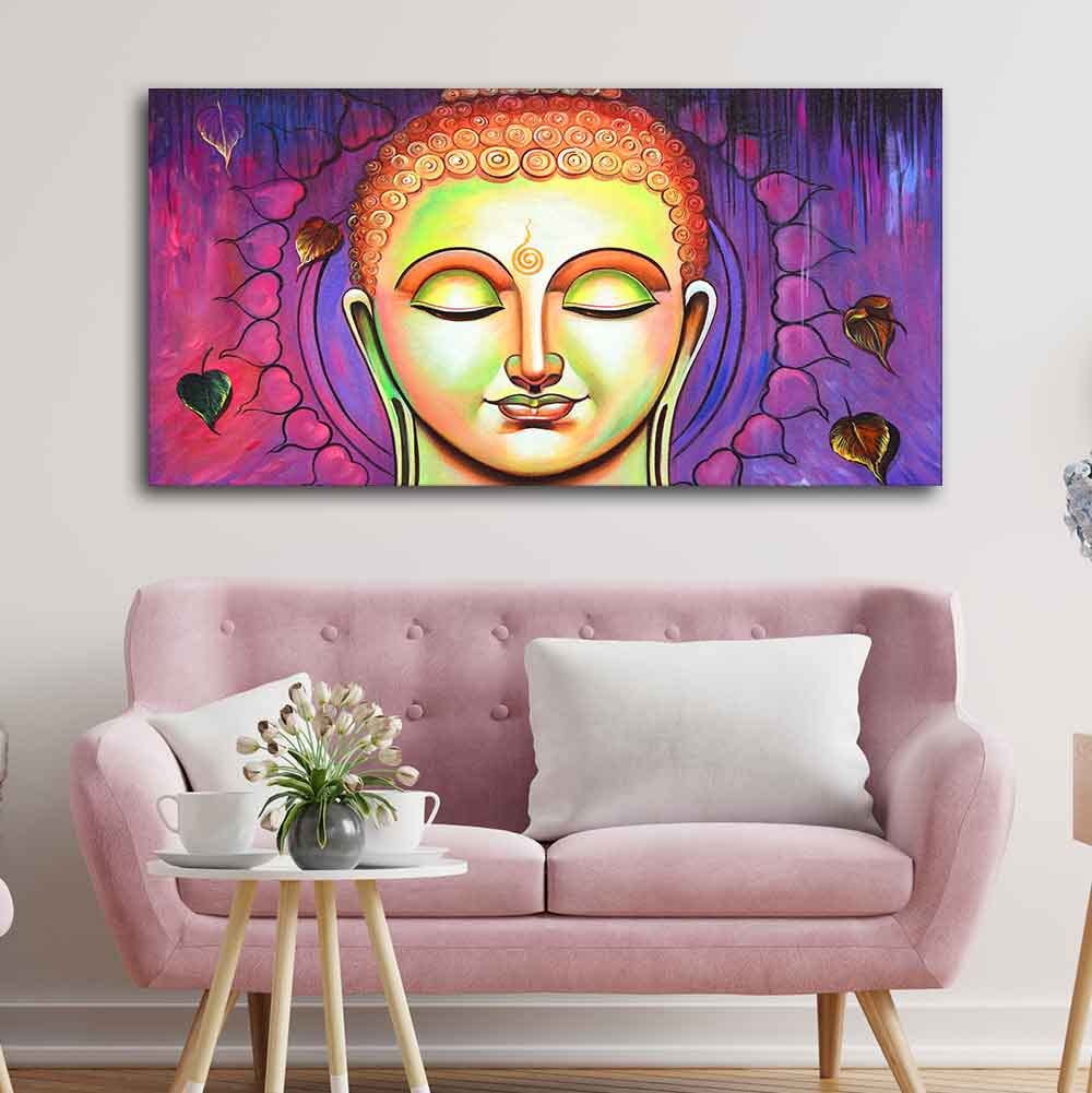 VIBECRAFTS Canvas Paintings for Living Room Drawing Room Spiritutal Buddha Meditating Canvas Wall Painting Fitted With Wooden Frame for Home | Office | Gift (PTVCH_2427)