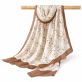 Women’s Cream & Brown Viscose Printed Scarf – Soft Lightweight Floral Pattern Shawl Wrap – Fashion Stole Dupatta for Casual, Office, Travel & All Season Wear