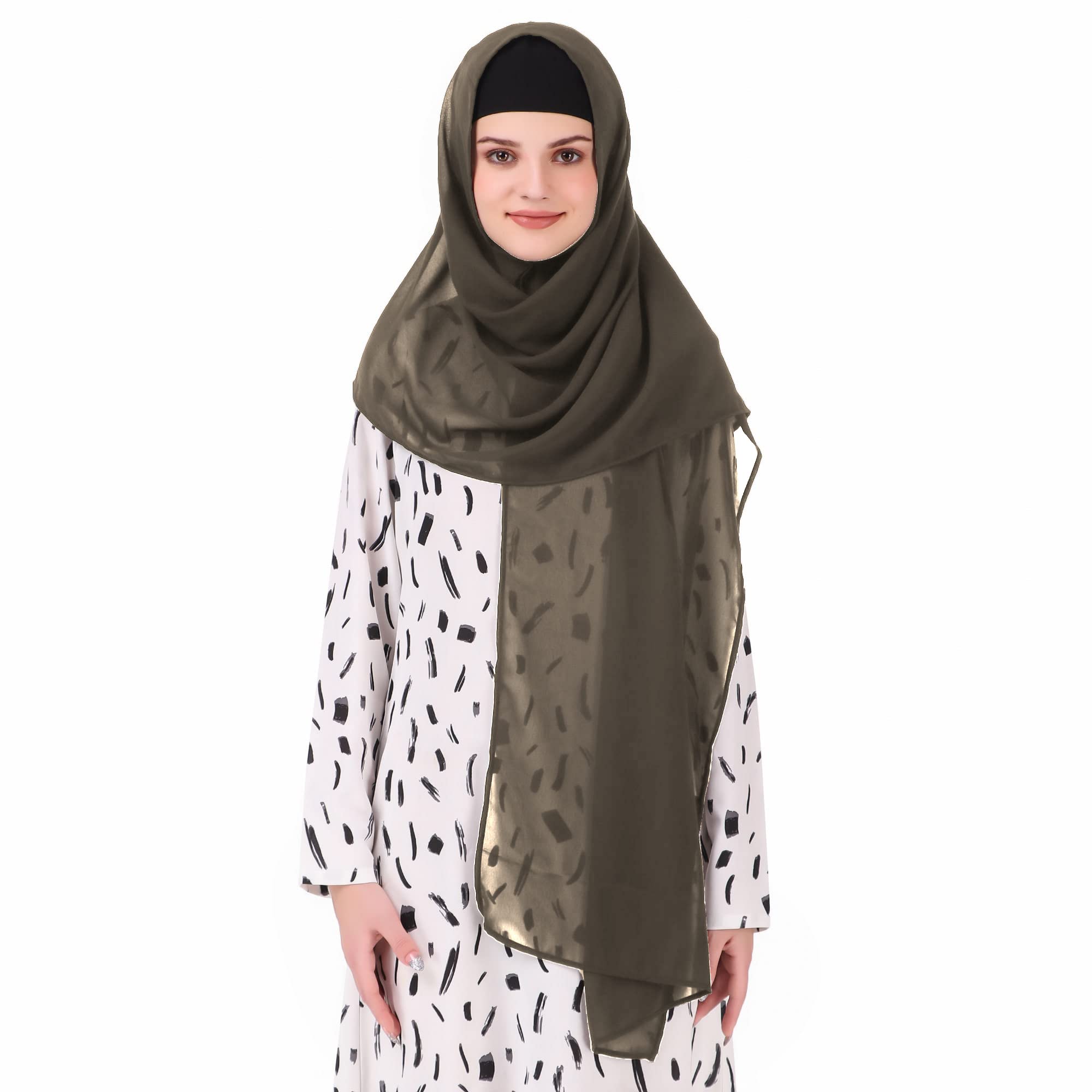 MyBatua Long Hijab in Breathable Soft Georgette large Head Wrap, Wholesale Price, 1pc Scarf HJ-020 (100x225 cm, Dark Taupe)