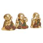 ARTVARKO Baby Laughing Buddha Statue Set of 3 Idol Brass with Inlay Handwork Home D?cor Table Showpiece Idol (5 Inches 4 Kg