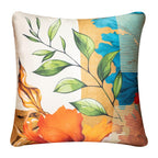 Vendola Decorative Satin Sofa Cushion Covers Set of 5, 24 Inch x 24 Inch 5 Piece, Sofa Big Cushion Pillow Cover, Beige, Green and Blue Colour, Floral Design, Zipper Closure (Camira, 24X24 Inches)