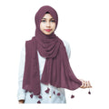 URSHIA HEART PEARL LATKAN HIJAB FOR WOMEN 80 CM BY 180 CM SCARF (PURPLE)