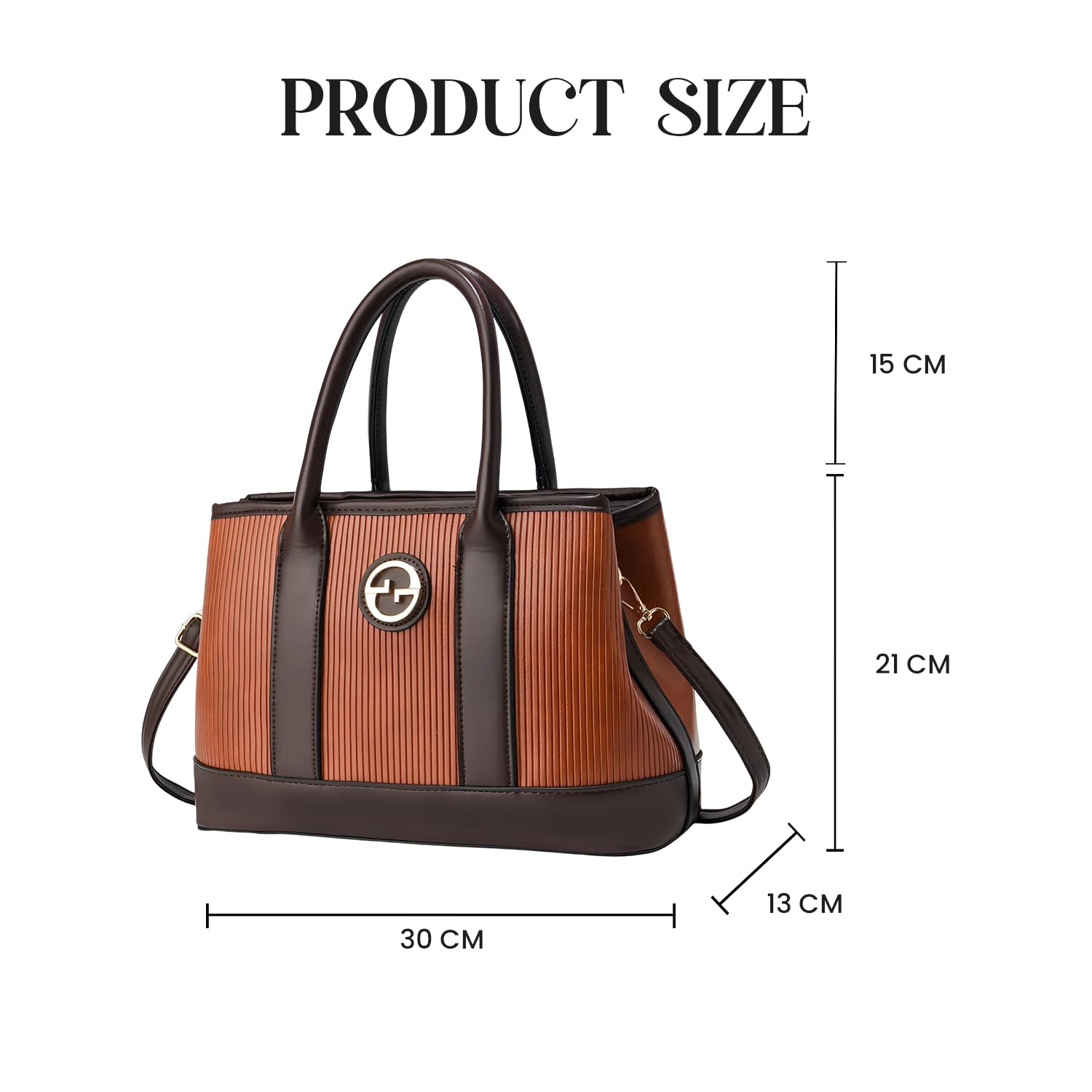 SYGA Women's Handbag | Tote Bag with Dual Tone Ribbed Texture | Elegant Shoulder Bag for Office & Casual Use(Brown)