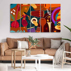 VIBECRAFTS Dance & Music Instruments Canvas Wall Painting Set of Five For Home|Office|Living Room|Gift (PTVC5Pcs4_8626)