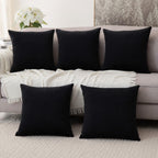Khooti Velvet Cushion Cover, 20x20 (Black)(Pack of 5)