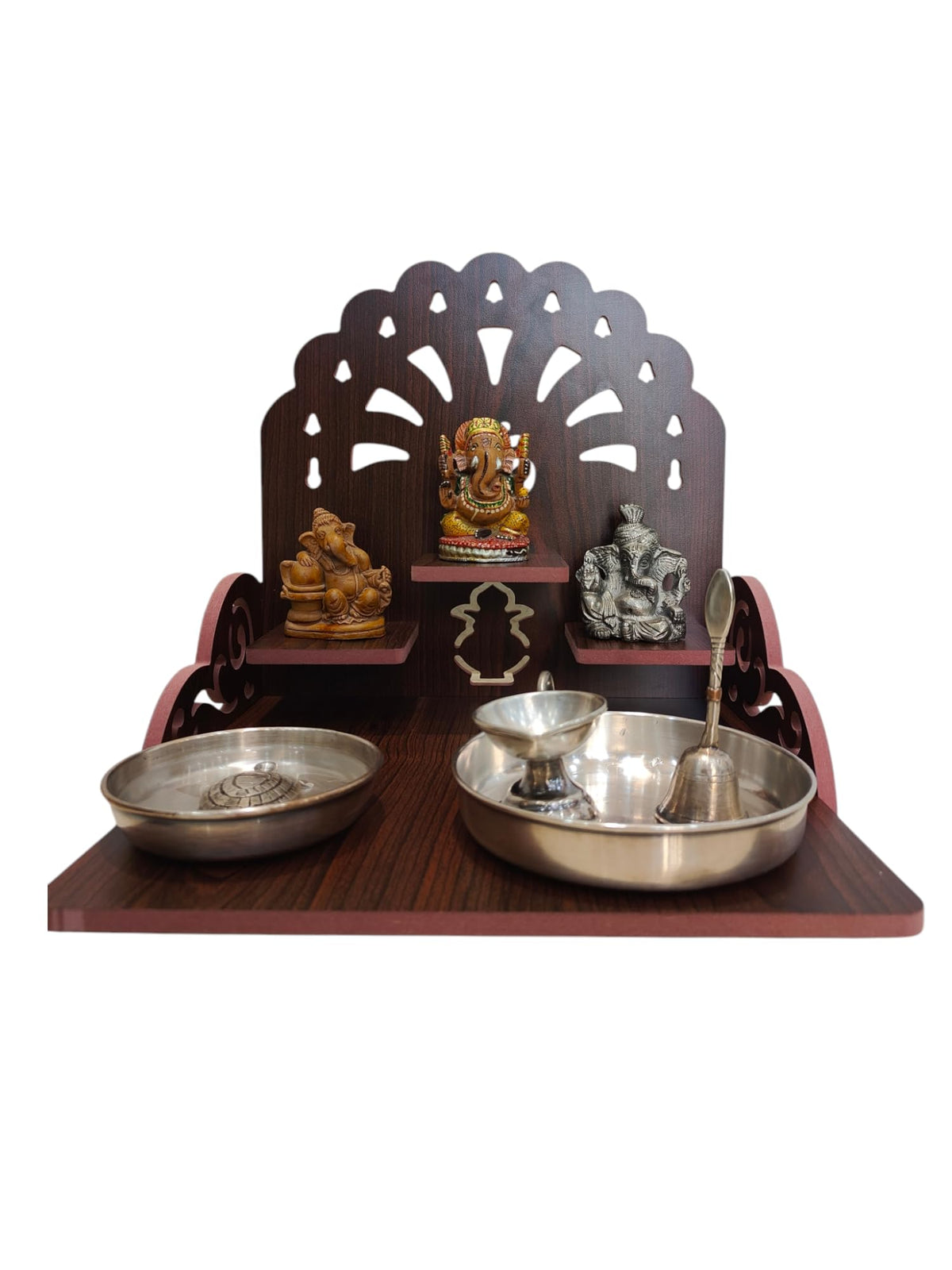 FIRKIRI Fully Handmade Beautiful Wooden Home and Office Temple/Pooja Mandir (Multi., 28 X 26.5 X 28 Cm) (1)