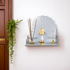 Fliptic Acrylic Wooden Temple with Om Symbol DIY|Wall-Mounted Pooja Mandir,Shining Finish for Home,Office,Shop|Wall Mounted Medium Size Wooden Temple|Colourful|Do It Yourself (Silver),25 cm,25.5 cm