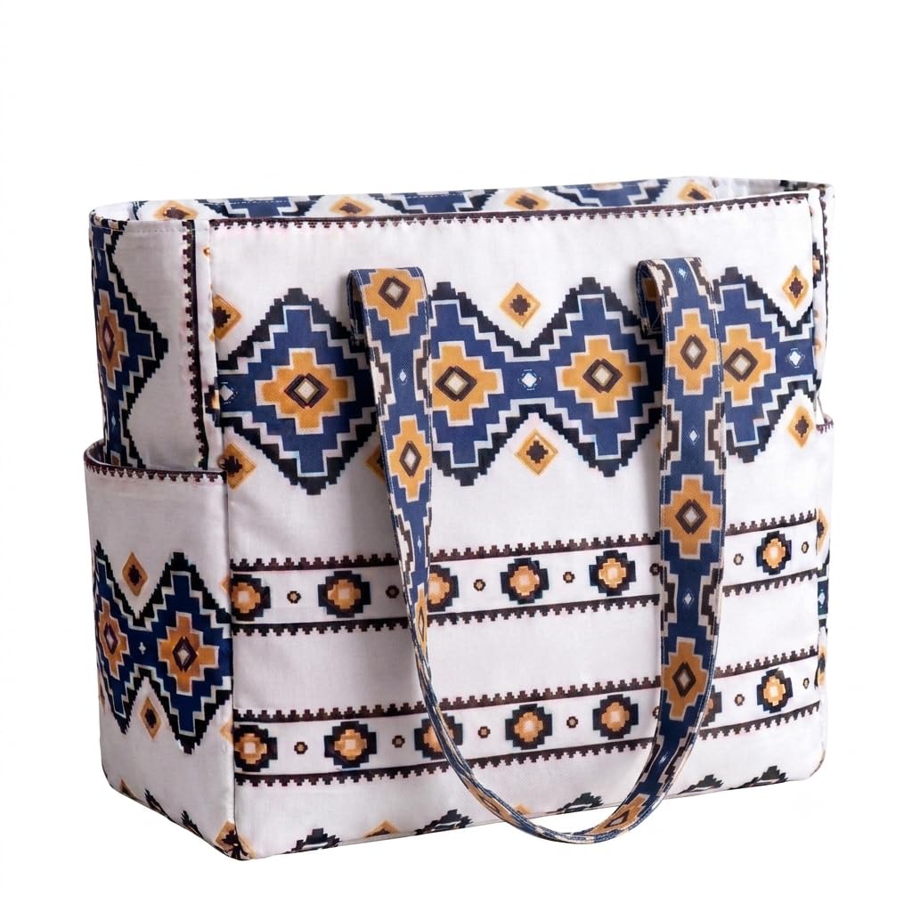 hirTa Elp Tote Bag for Teacher Women Office Worker Girl Multipurpose Shoulder Bag with Zipper Pocket Most Used for Travel Grocery Beach Hobo Waterproof Sandproof Lightweight Pool Bag (Bolt Ocen Blue)