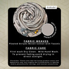 FAHABO Scarf Woman Pleated Stripes Woven Cotton Scarves with Tassels | Hijab Scarf | Headscarf | Neck Scarf | Stoles | Wraps (Grey with Peach Stripes)